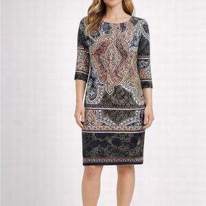 Mlle Gabrielle Women's Printed Midi Dress Size Small
Boho Paisley 3/4 Sleeve